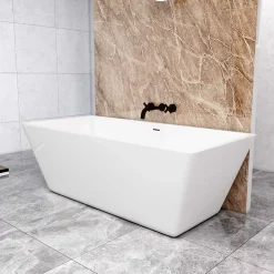 Baignoire îlot rectangulaire L.170 x l.80 x H.58cm blanc en Acrylique - avec Bonde et trop plein , by AICA