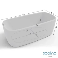 Baignoire îlot rectangulaire Dune 170x80 cm, blanc, by Spalina