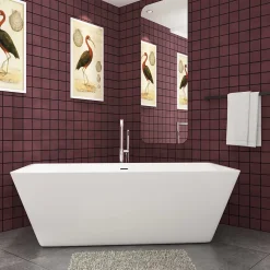 Baignoire îlot rectangulaire blanc en Acrylique - 360L - L.170 x l.80 x H.58cm - Préassemblée, facile à installer ,by AICA