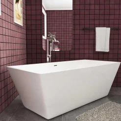 Baignoire îlot rectangulaire blanc en Acrylique - 360L - L.170 x l.80 x H.58cm - Préassemblée, facile à installer ,by AICA