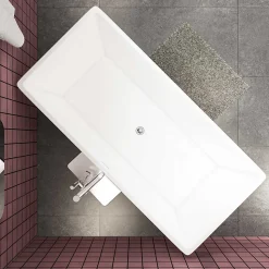 Baignoire îlot rectangulaire blanc en Acrylique - 360L - L.170 x l.80 x H.58cm - Préassemblée, facile à installer ,by AICA