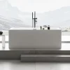 Baignoire îlot rectangulaire VERONA acrylique blanc - 170x80x60cm - Garantie 5 ans - Avec robinet mitigeur 8028, Avec siphon