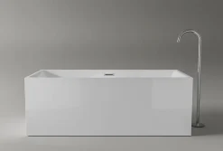 Baignoire îlot rectangulaire VERONA acrylique blanc - 170x80x60cm - Garantie 5 ans - Avec robinet mitigeur 8028, Avec siphon