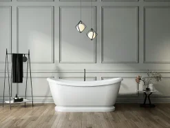 Baignoire îlot retro sur socle ovale PITTSBURGH Blanche 177 cm