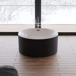 Baignoire îlot ronde Loom 2.0,noir mat, 130x130 cm, by Spalina