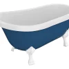 Baignoire îlot rétro avec pieds de lion blancs - 200 L - 145 x 74 x 77 cm - Bleu - NISOS II