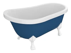 Baignoire îlot rétro avec pieds de lion blancs - 200 L - 145 x 74 x 77 cm - Bleu - NISOS II
