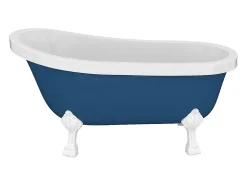 Baignoire îlot rétro avec pieds de lion blancs - 200 L - 145 x 74 x 77 cm - Bleu - NISOS II