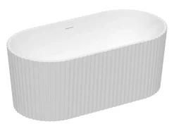 Baignoire îlot striée en acrylique - Blanc brillant - 230L - 170 x 80 x 58 cm - ALIENA
