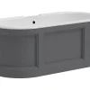 Baignoire îlot style campagne chic - Gris mat - 161L - 152 x 74 x 60 cm - CAVASO
