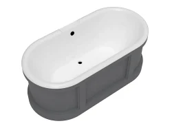 Baignoire îlot style campagne chic - Gris mat - 161L - 152 x 74 x 60 cm - CAVASO