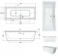 Baignoire îlot VENA 170 x 75 cm
