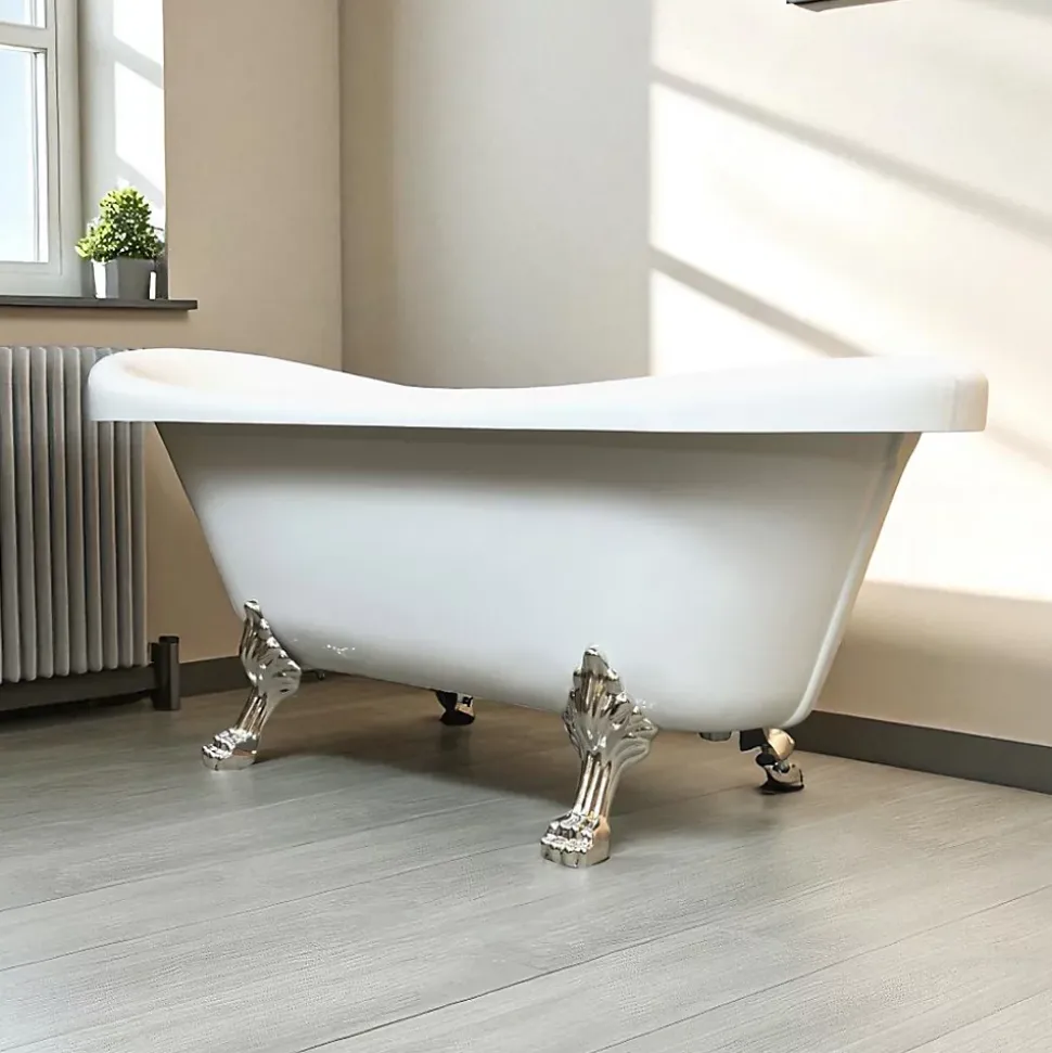 Baignoire îlot vintage 170 x 80 cm avec pieds argent Marigold