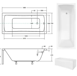 Baignoire MIRANO II avec tablier 170 x 70 cm