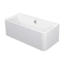 Baignoire murale acrylique rectangulaire à encastrer, 2 dossiers, 180x80x49,5cm, Garantie 5 ans, Sans pieds, Blanc brillant, P3