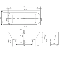 Baignoire murale Villeroy & Boch Architectura pour installation en angle à droite, 1700 x 750 mm, Blanc