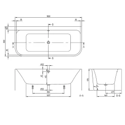 Baignoire murale Villeroy & Boch Architectura 1800 x 800 mm, Blanc