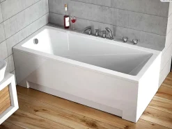 Baignoire rectangulaire - 120 x 70 cm - sans Habillage - avec Pieds - Vidage Chrome - MODERN