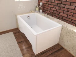 Baignoire rectangulaire 100 x 70 CAPRI acrylique blanc + avec Tablier + Pieds + Vidage à chromé