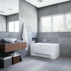 Baignoire rectangulaire 100 x 70 CAPRI acrylique blanc + avec Tablier + Pieds + Vidage à chromé
