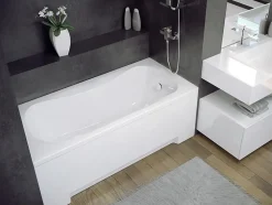 Baignoire rectangulaire 140 x 70 ARIA acrylique blanc + Support stabilisateur en polystyrène + Pieds + Vidage à chromé