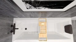 Baignoire rectangulaire 160 x 70 MODERN acrylique blanc, sans Habillage + Repose Tête + Pieds + Vidage à chromé