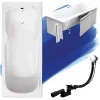 Baignoire rectangulaire 140 x 70 MAJKA acrylique blanc + Habillage en polystyrène + Pieds + Vidage à chromé