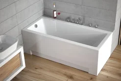 Baignoire rectangulaire 120 x 70 MODERN acrylique blanc, sans Habillage + Pieds + Vidage à chromé