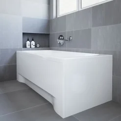 Baignoire rectangulaire 140 x 70 CLASSIC acrylique blanc + avec Tablier + Pieds + Vidage à chromé