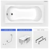 Baignoire rectangulaire - 130 x 70 cm - avec Habillage - Pieds - Vidage Chrome - ARIA