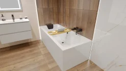 Baignoire rectangulaire 180 x 80 QUADRO acrylique blanc, sans Habillage + Repose Tête + Pieds + Vidage à chromé