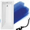 Baignoire rectangulaire 160 x 70 MODERN acrylique blanc, sans Habillage + Pieds + Vidage à chromé