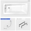 Baignoire rectangulaire - 160 x 70 cm - sans Habillage - avec Pieds - Vidage Chrome - TALIA SLIM