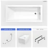 Baignoire rectangulaire - 170 x 70 cm - avec Habillage Polystyrène - Pieds - Vidage Chrome - MODERN SLIM