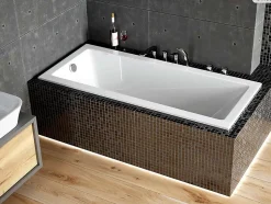 Baignoire rectangulaire - 170 x 70 cm - avec Habillage Polystyrène - Pieds - Vidage Chrome - MODERN SLIM