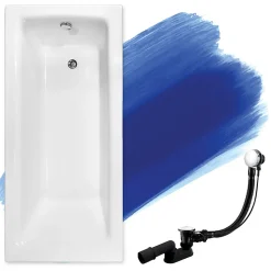 Baignoire rectangulaire 160 x 75 TALIA acrylique blanc, sans Habillage + Pieds + Vidage à chromé