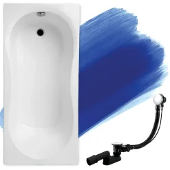 Baignoire rectangulaire 120 x 75 GRACJA acrylique blanc, sans Habillage + Pieds + Vidage à chromé