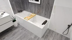Baignoire rectangulaire 120 x 70 MODERN acrylique blanc, sans Habillage + Repose Tête + Pieds + Vidage à chromé
