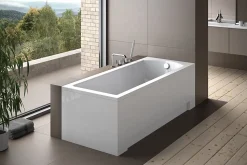 Baignoire rectangulaire 170 x 70 SHEA acrylique blanc + Support stabilisateur en polystyrène + Pieds + Vidage à chromé