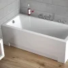 Baignoire rectangulaire 120 x 70 MODERN acrylique blanc + avec Tablier + Pieds + Vidage à chromé