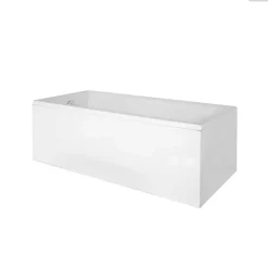 Baignoire rectangulaire - 160 x 75 cm - avec Tablier Blanc - Pieds - Vidage Chrome - TALIA
