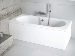 Baignoire rectangulaire - 160 x 75 cm - avec Habillage Polystyrène - Pieds - Vidage Chrome - VITAE SLIM