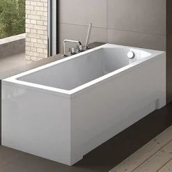 Baignoire rectangulaire 170 x 70 MODERN acrylique blanc + Habillage en polystyrène + Pieds + Vidage à chromé