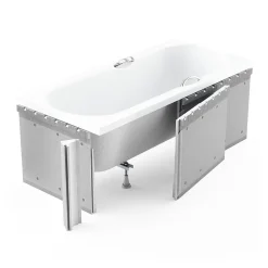 Baignoire rectangulaire 175 x 80 QUADRO acrylique blanc + Habillage en polystyrène + Pieds + Vidage à chromé