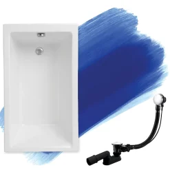 Baignoire rectangulaire 100 x 70 CAPRI acrylique blanc, sans Habillage + Pieds + Vidage à chromé