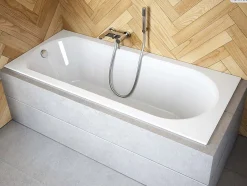 Baignoire rectangulaire - 160 x 75 cm - sans Habillage - avec Pieds - Vidage Chrome - INTRICA