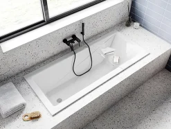 Baignoire rectangulaire 180 x 80 MODERN SLIM acrylique blanc + Habillage en polystyrène + Pieds + Vidage à chromé