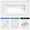 Baignoire rectangulaire - 180 x 80 cm - sans Habillage - avec Pieds - Repose-tête - Vidage Chrome - MODERN