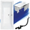 Baignoire rectangulaire 155 x 70 QUADRO acrylique blanc + Habillage en polystyrène + Pieds + Vidage à chromé