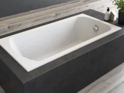 Baignoire rectangulaire 150 x 75 CLASSIC SLIM acrylique blanc + Support stabilisateur en polystyrène + Pieds + Vidage à chromé